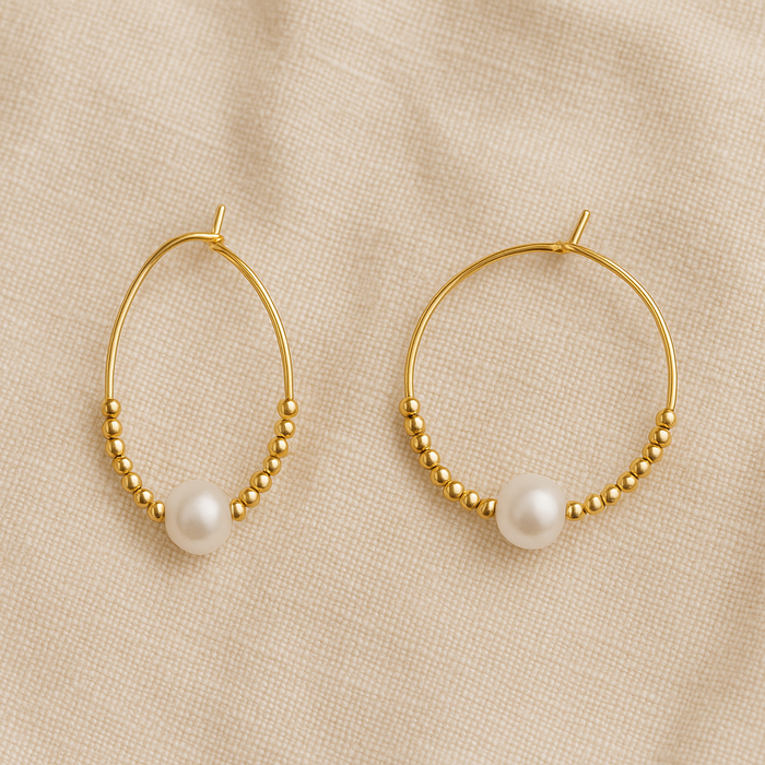 Marin Pearl Beaded Hoops