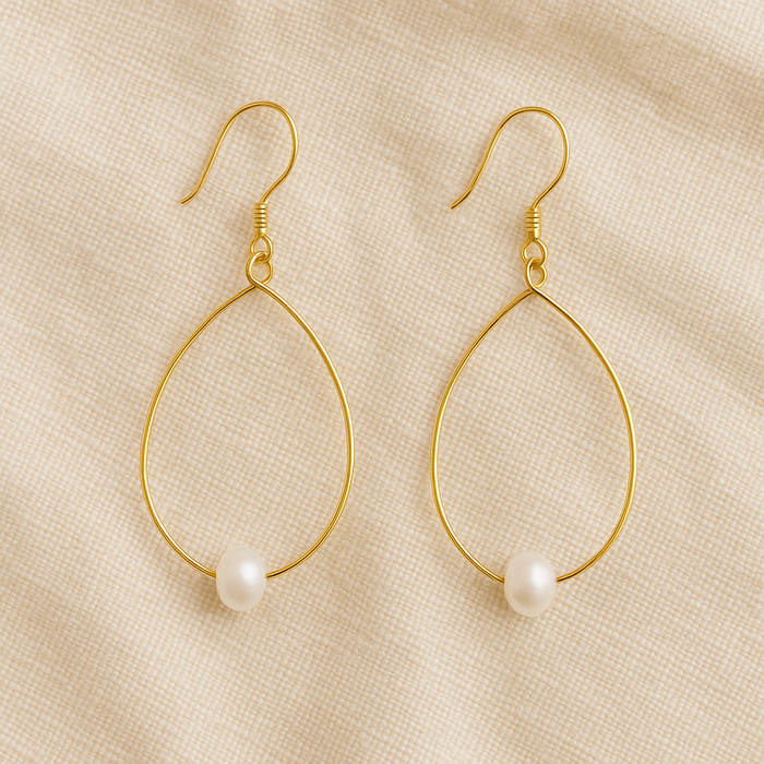 Aeris Single Pearl Drop Hoops