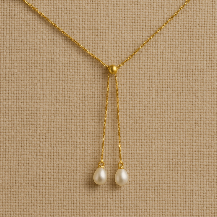 Soleil Pearl Lariat Necklace