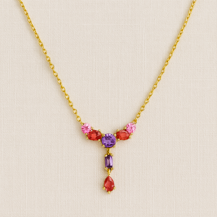 Violet Y-Drop Gemstone Necklace