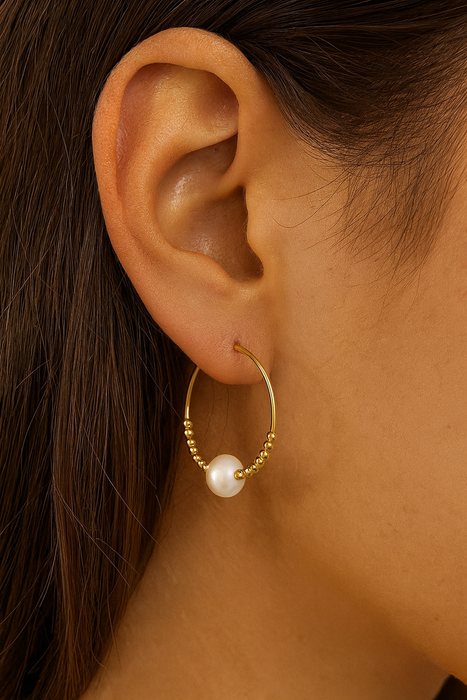 Marin Pearl Beaded Hoops