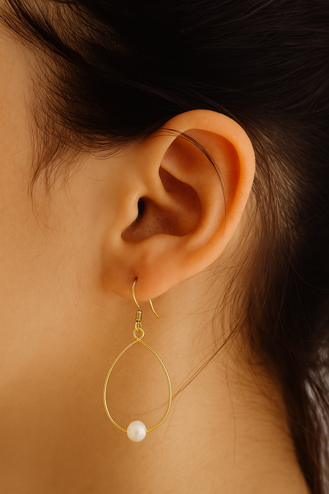 Aeris Single Pearl Drop Hoops