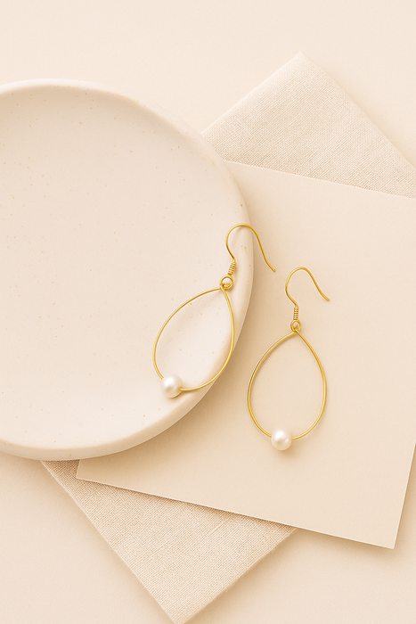 Aeris Single Pearl Drop Hoops